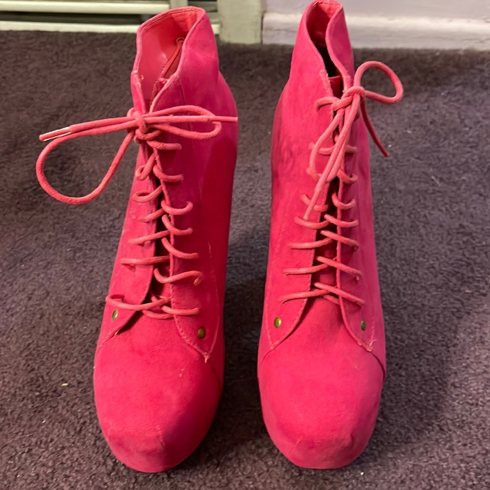 Hot Pink platform boots
